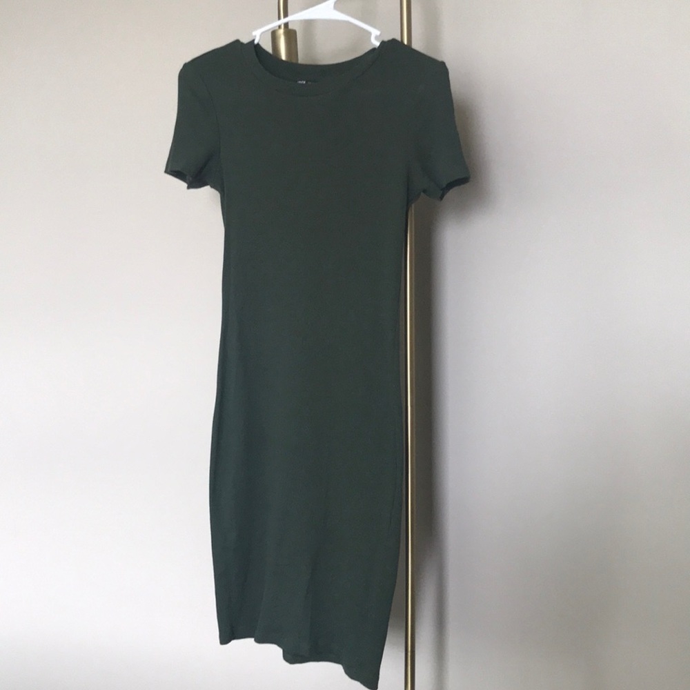 Zara Green Ribbed Dress Midi